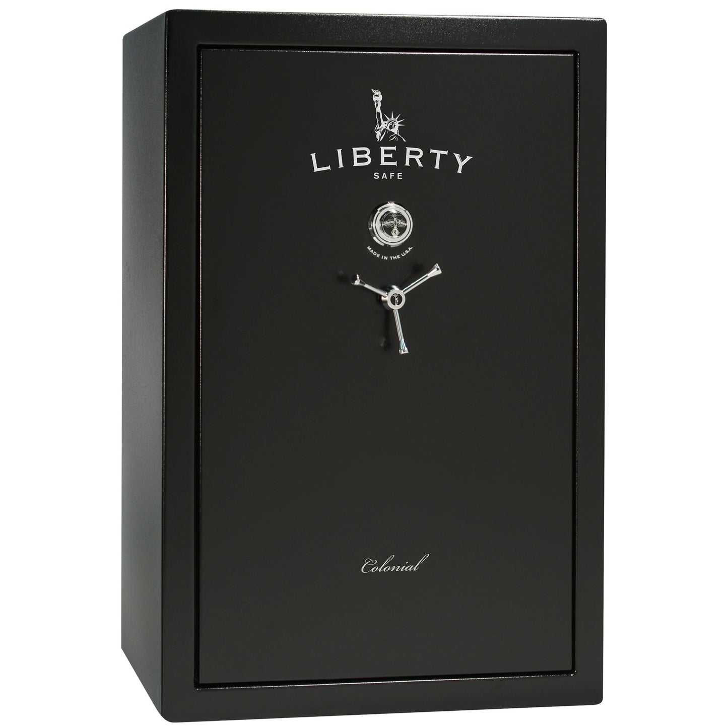 Colonial 35 | Pro Flex Interior | Level 4 Security | 75 Minute Fire Protection | Dimensions: 60.5"(H) x 42"(W) x 22"(D) | Up to 45 Long Guns | Black Textured | Mechanical Lock – Closed