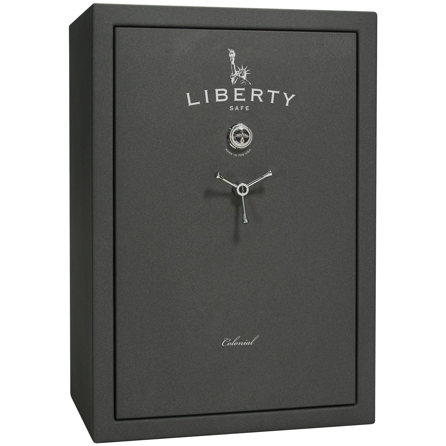 Colonial 35 | Pro Flex Interior | Level 4 Security | 75 Minute Fire Protection | Dimensions: 60.5"(H) x 42"(W) x 22"(D) | Up to 45 Long Guns | Granite Textured | Mechanical Lock – Closed