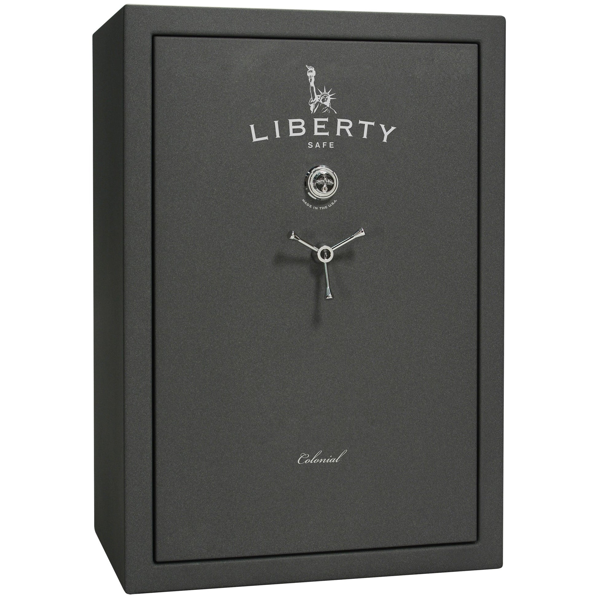 Colonial 35 | Pro Flex Interior | Level 4 Security | 75 Minute Fire Protection | Dimensions: 60.5"(H) x 42"(W) x 22"(D) | Up to 45 Long Guns | Granite Textured | Mechanical Lock – Closed