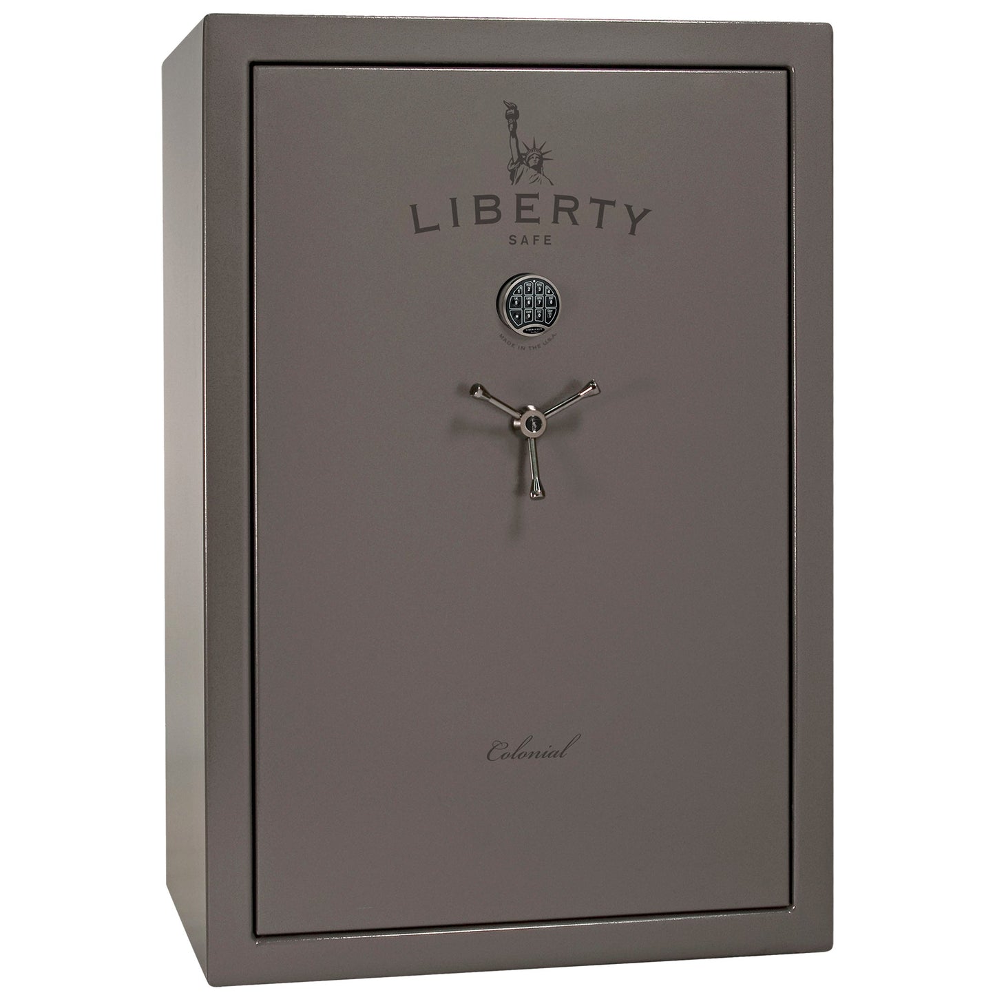 Colonial 35 | Pro Flex Interior | Level 4 Security | 75 Minute Fire Protection | Dimensions: 60.5"(H) x 42"(W) x 22"(D) | Up to 45 Long Guns | Gray Gloss | Electronic Lock - Closed