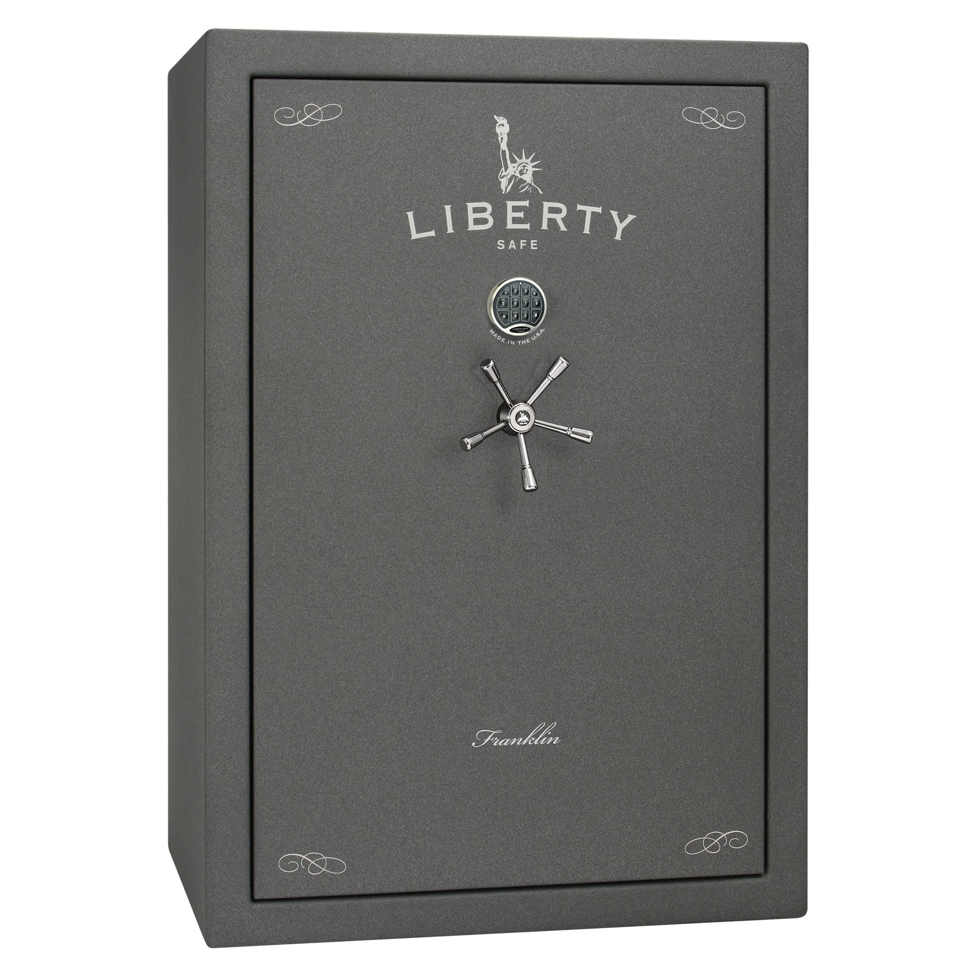Franklin 45 | Pro Flex Interior | Level 5 Security | 110 Minute Fire Protection | Dimensions: 60.5"(H) x 42"(W) x 27.5"(D) | Up to 60 Long Guns | Granite Textured | Electronic Lock - Closed