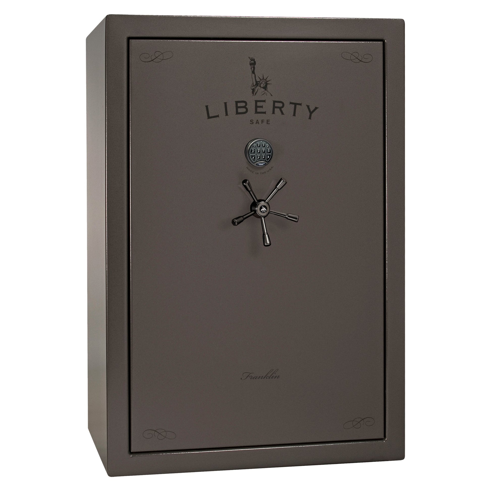 Franklin 45 | Pro Flex Interior | Level 5 Security | 110 Minute Fire Protection | Dimensions: 60.5"(H) x 42"(W) x 27.5"(D) | Up to 60 Long Guns | Gray Marble | Electronic Lock - Closed